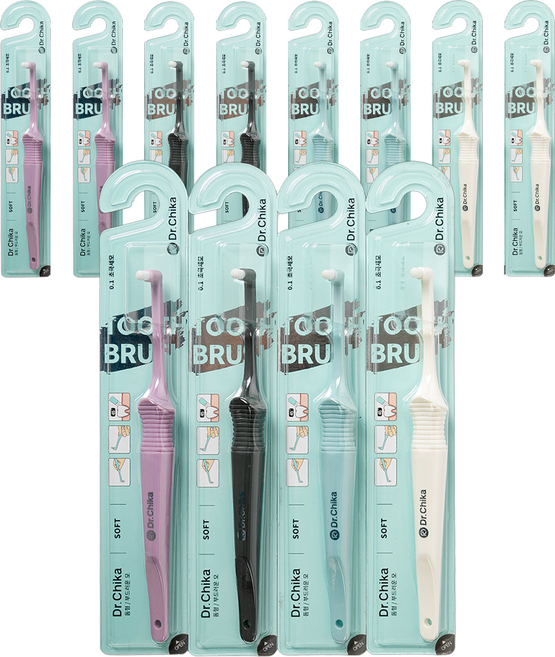 닥터치카 첨단칫솔 돔형 세트, 3세트, 4개입