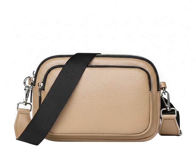 真皮頭層牛皮寬肩帶女士肩背包斜揹包小包女包 LB978 280g 1個, 卡其色