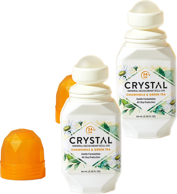 크리스탈 바디 데오드란트 롤온타입 카모마일 & 그린티, 66ml, 2개