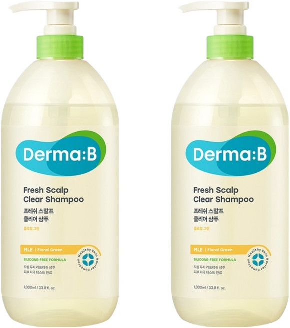 Derma B 清新頭皮清潔洗髮精 花綠香, 2瓶, 1L