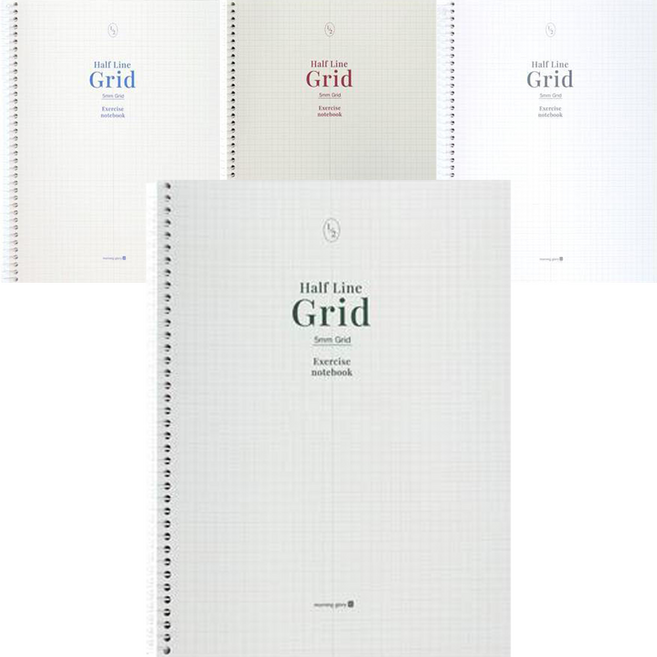 모닝글로리 3500 반반 그리드 연습장 좌철, 랜덤발송, 4개