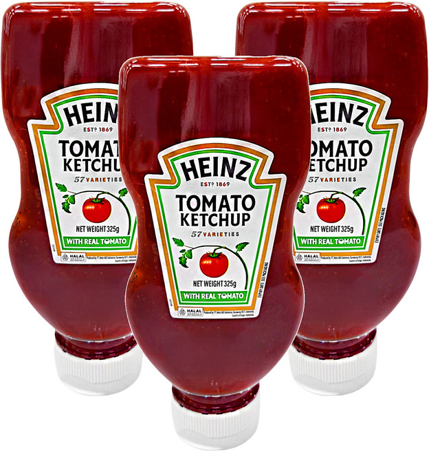 HEINZ 亨氏 蕃茄醬 倒瓶裝, 325g, 3罐