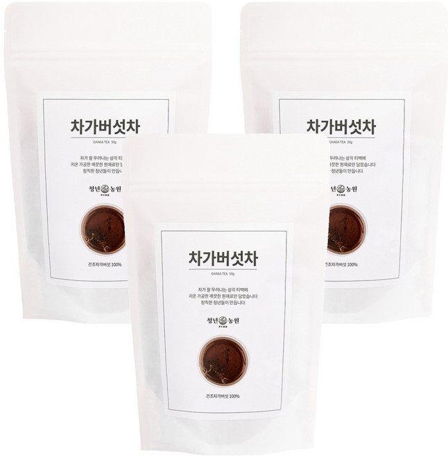 청년농원 저온가공 차가버섯차 삼각티백, 1g, 50개입, 3개