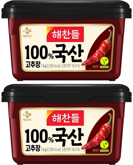 해찬들 100% 국산 고추장, 1kg, 2개
