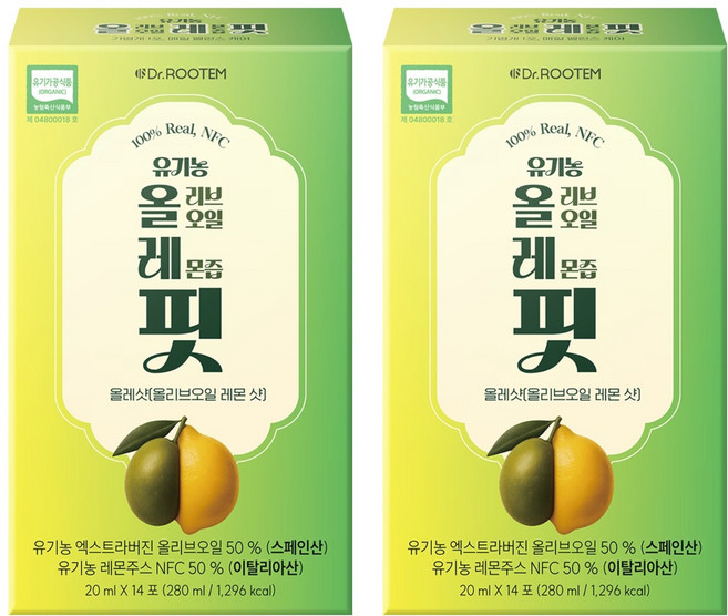 닥터루템 유기농 엑스트라버진 올리브오일 레몬즙 핏, 14회분, 280ml, 2개