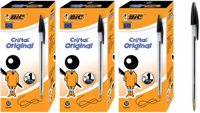 BIC 比克 水晶原子筆 1mm, 36個, 黑色