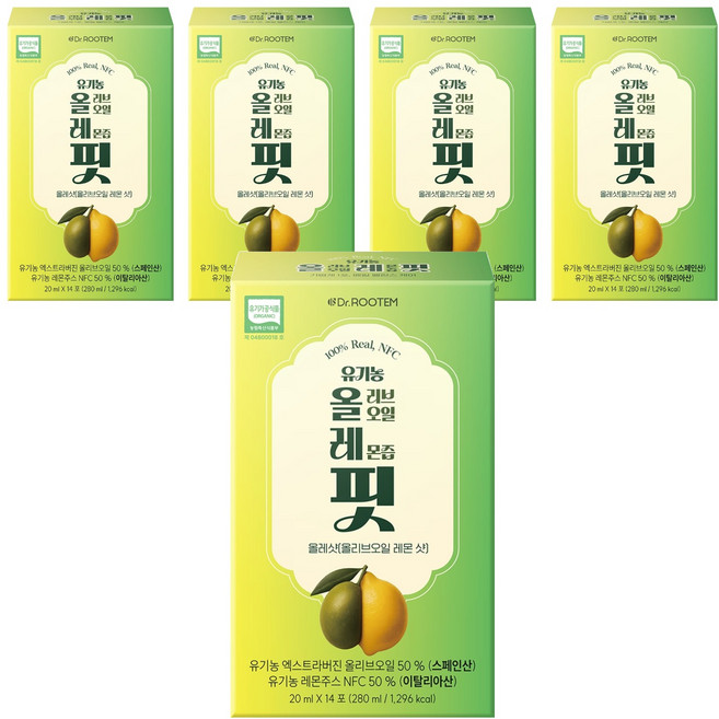 닥터루템 유기농 엑스트라버진 올리브오일 레몬즙 핏, 14회분, 280ml, 5개
