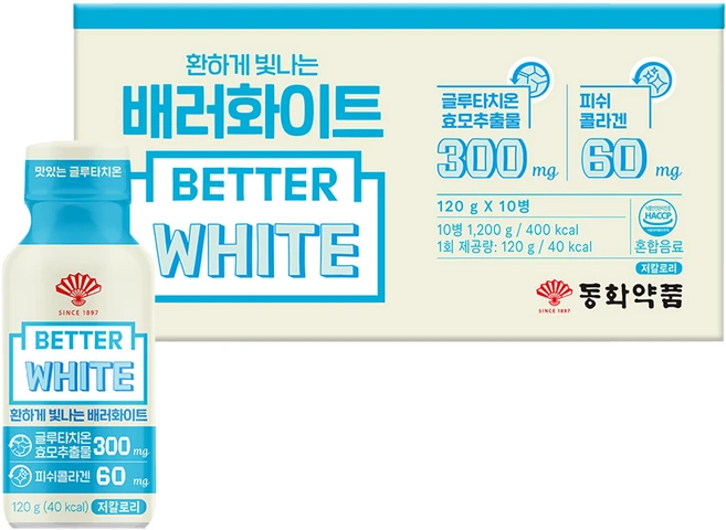 동화약품 환하게 빛나는 배러화이트 글루타치온 음료, 120g, 10개 - 쿠팡