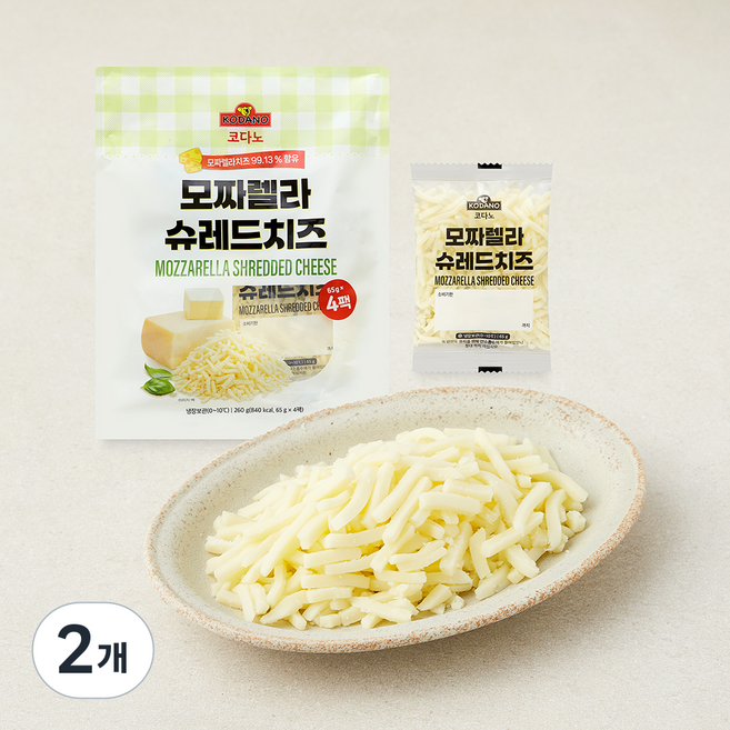 코다노 모짜렐라 슈레드치즈, 65g, 2개, 4개입