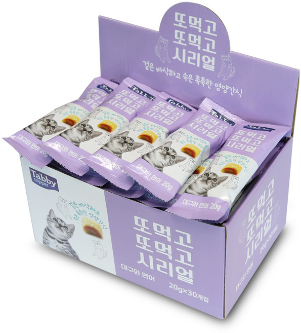 테비토퍼 고양이 또먹고또먹고 시리얼 스낵, 혼합맛(대구/연어), 20g, 30개