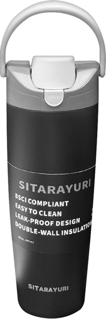 Sitarayuri 304不鏽鋼雙飲保溫杯 ZF-075, 黑色, 1個, 900ml