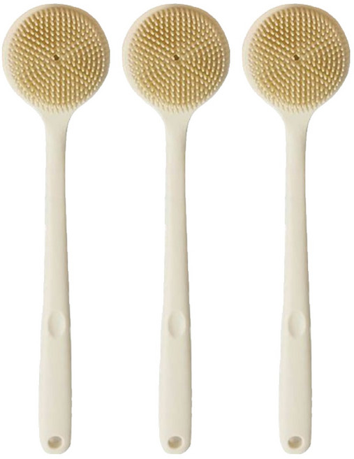 리빙공감 워시 실리콘 양면 바디 소프트 브러쉬, 아이보리, 3개