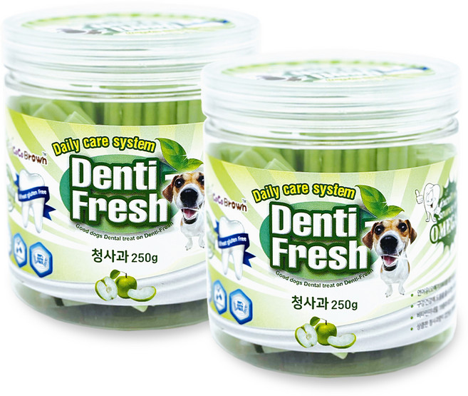 코코브라운 강아지 덴티프레쉬 덴탈껌, 청사과맛, 250g, 2개