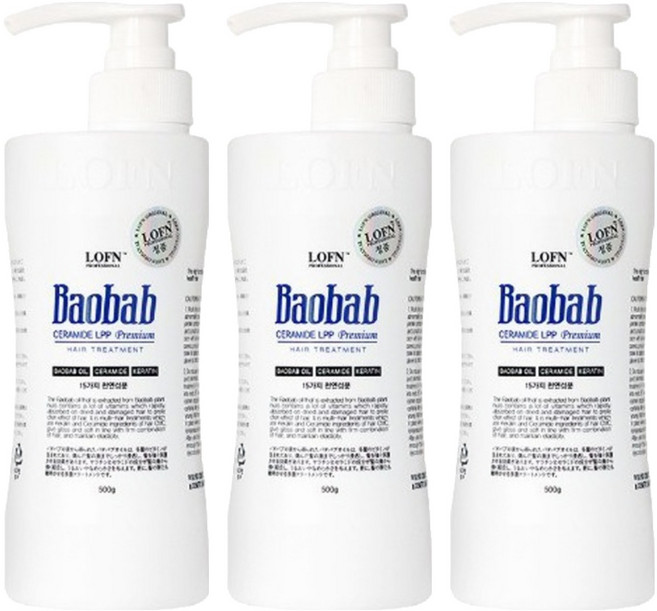 로픈 바오밥 세라마이드 엘피피 프리미엄 헤어 트리트먼트, 500g, 3개