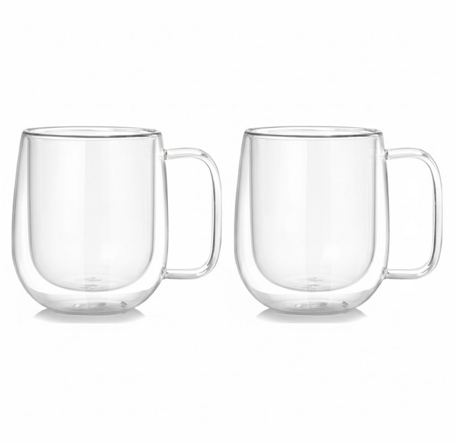 小麥購物 雙層馬克杯 握把款 250ml G109 147g, 透明色, 2個