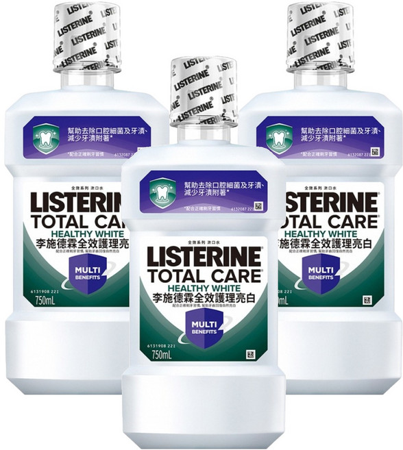 LISTERINE 李施德霖 全效護理亮白漱口水, 750ml, 3瓶