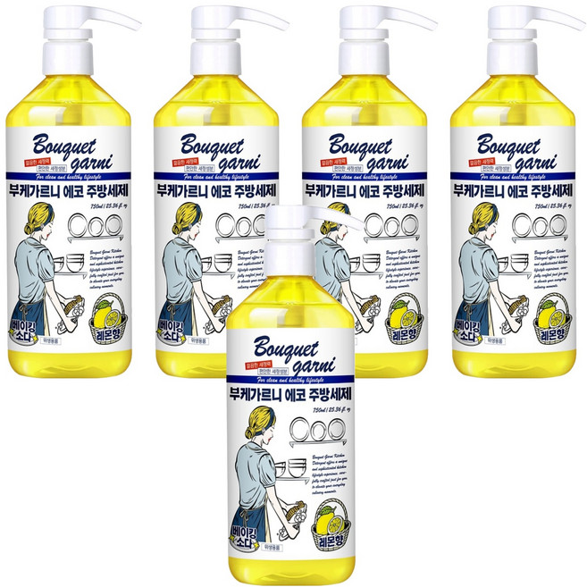 부케가르니 에코 주방세제 레몬향, 750ml, 5개