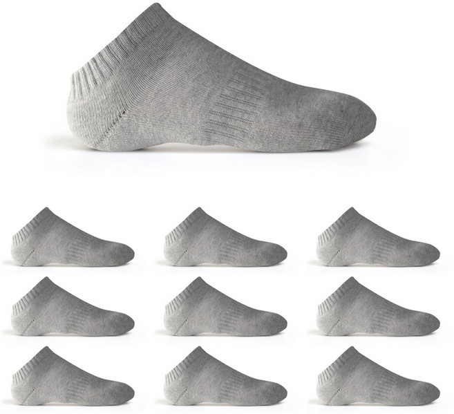 티아이바로 남성용 2중파일 스포츠 스니커즈 양말 10켤레, 그레이, 10개