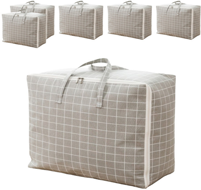 하늬통상 패브릭 이불정리함, 그레이체크, 6개