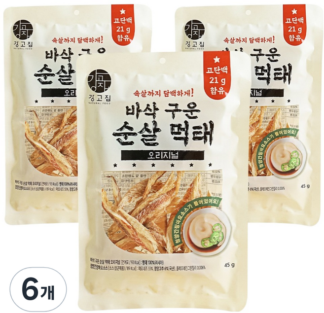 강고집 바삭 구운 순살 먹태 오리지널, 45g, 6개