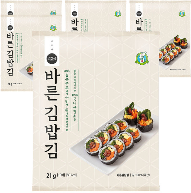 바르다김선생 바른 김밥김 10p, 21g, 5개