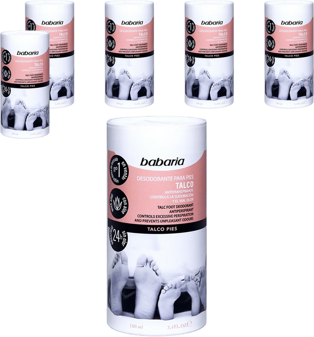 Babaria 草本花香爽足粉 控制汗水和難聞氣味, 100ml, 1瓶, 6瓶