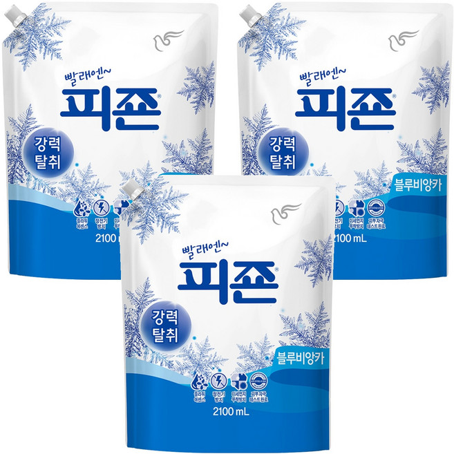 피죤 레귤러 섬유유연제 블루비앙카 리필, 2.1L, 1개입, 3개