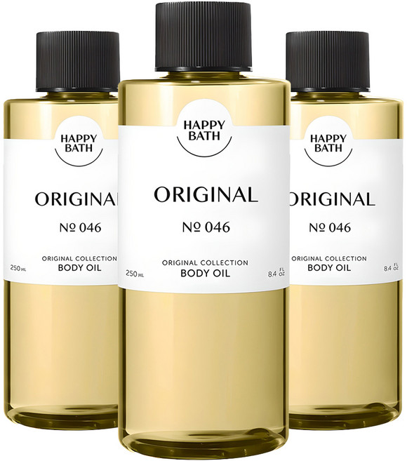 HAPPY BATH 經典系列身體油 經典香, 250ml, 3個