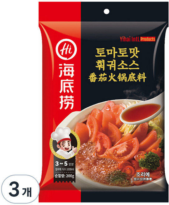 하이디라오 토마토맛 훠궈 소스, 200g, 3개