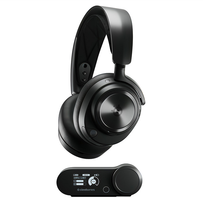 SteelSeries 賽睿 Arctis Nova Pro 無線電競耳機麥克風 支援2.4G和藍牙混合音訊 主動式降噪技術 伸縮式AI驅動降噪麥克風, 黑色