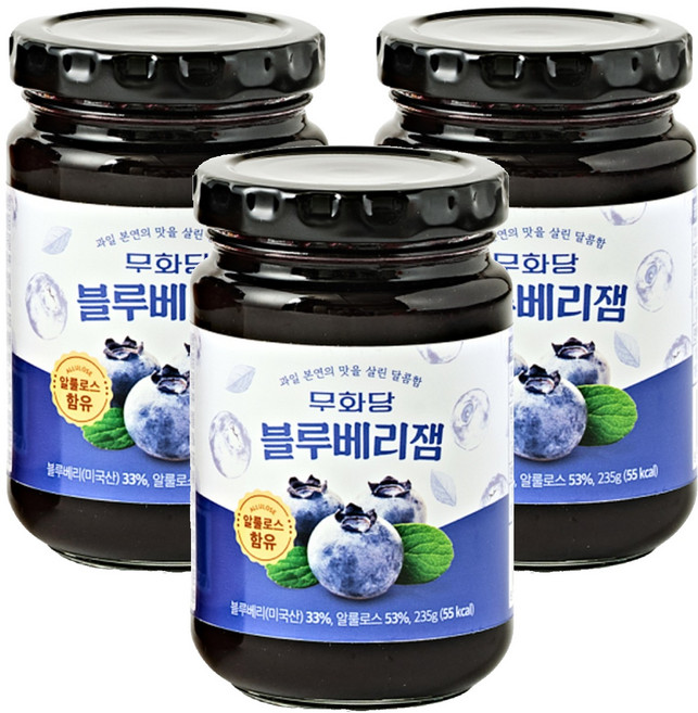무화당 알룰로스 블루베리잼, 3개, 235g