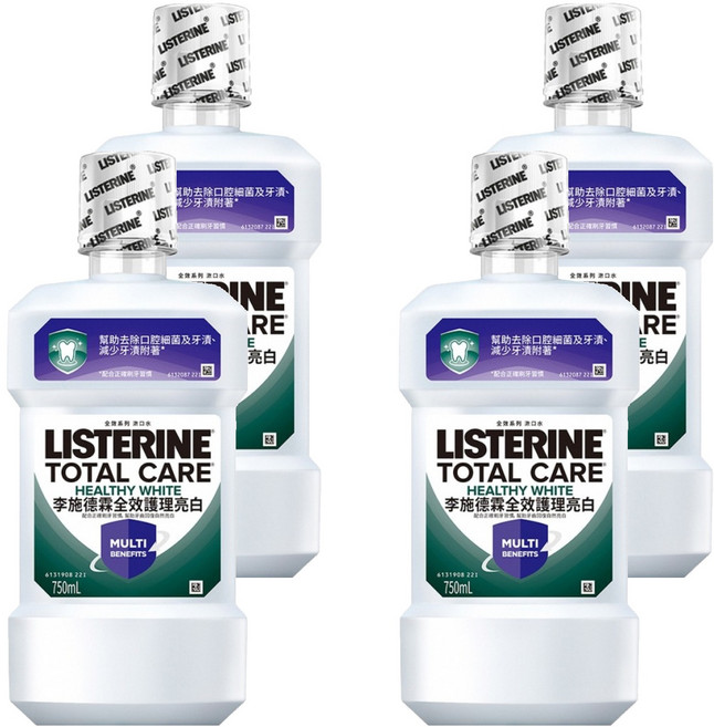 LISTERINE 李施德霖 全效護理亮白漱口水, 750ml, 4瓶