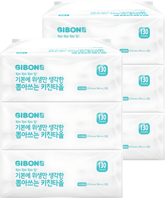 기본에 뽑아쓰는 키친타올, 130매, 6개