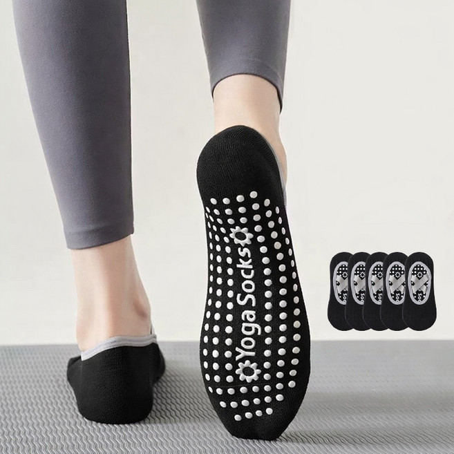 생활의지혜 여성용 논슬립 필라테스 요가 양말 5켤레