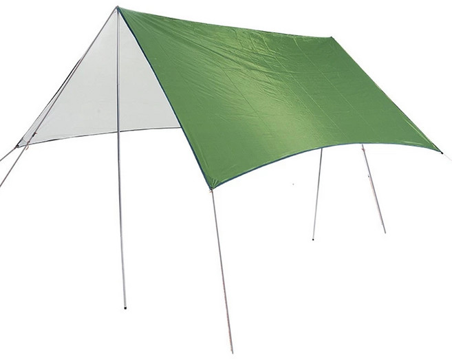 天幕 銀膠隔熱 帳篷 外帳 190T塗銀PU 防水係數2000 附營柱地釘營繩收納袋, 軍綠, 1個