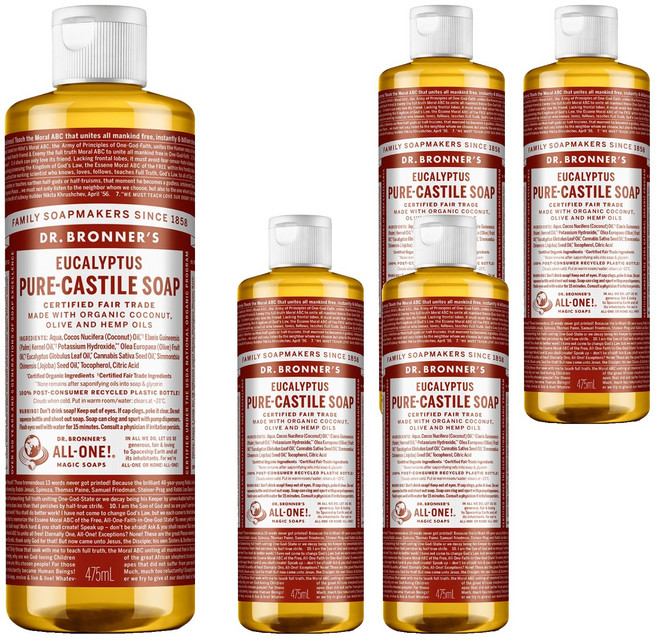 닥터브로너스 유칼립투스 퓨어 캐스틸 솝 바디워시, 475ml, 5개