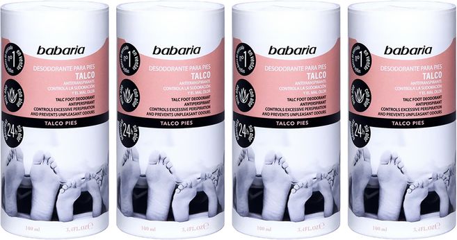 Babaria 草本花香爽足粉 控制汗水和難聞氣味, 100ml, 1瓶, 4瓶
