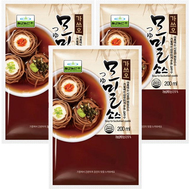 모밀 소스 파우치, 200ml, 3개