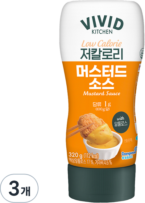 비비드키친 저칼로리 머스터드소스, 320g, 3개