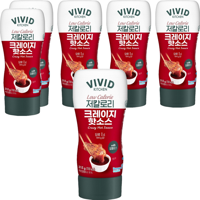 비비드키친 저칼로리 크레이지핫소스, 315g, 6개