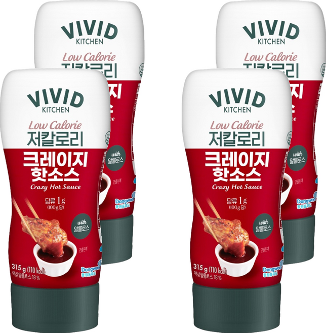 비비드키친 저칼로리 크레이지핫소스, 315g, 4개