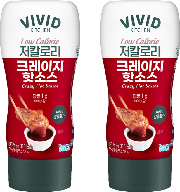 비비드키친 저칼로리 크레이지핫소스, 315g, 2개