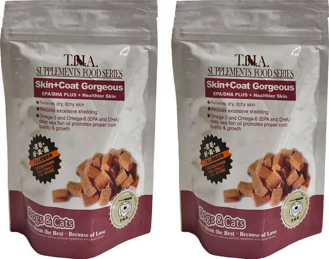 T.N.A. 悠遊 皮毛好美麗 EPA/DHA毛髮保健營養錠 全齡犬貓適用 Omega-3 Omega-6 深海魚油 幫助毛髮亮麗, 皮膚/毛髮, 80顆, 2袋