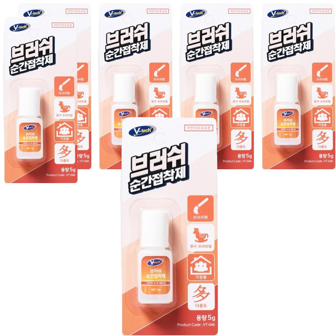 Vtech 브러쉬 강력순간접착제 5g VT-046, 6개
