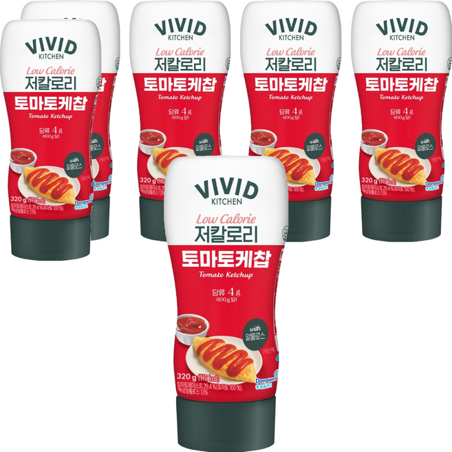 비비드키친 저칼로리 토마토케찹, 320g, 6개