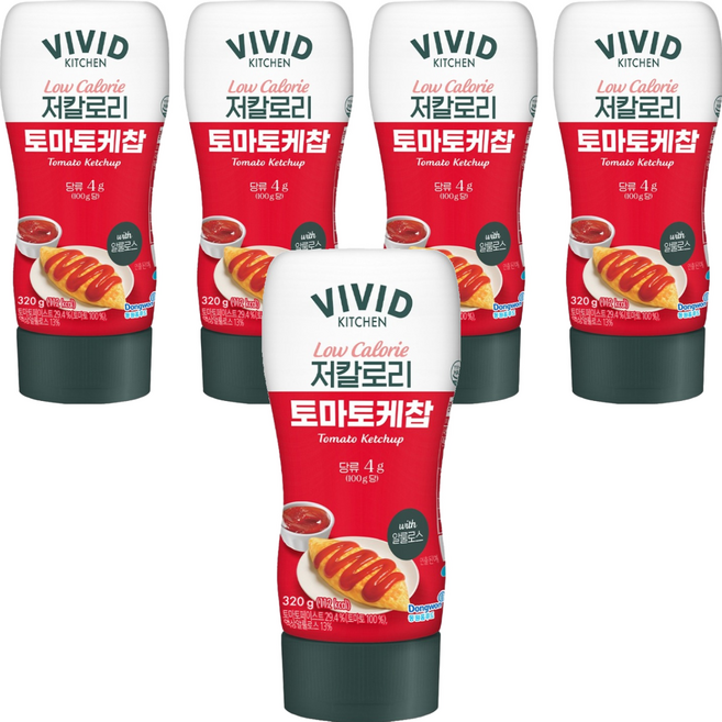 비비드키친 저칼로리 토마토케찹, 320g, 5개