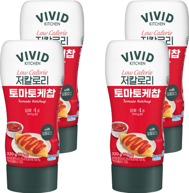 비비드키친 저칼로리 토마토케찹, 320g, 4개