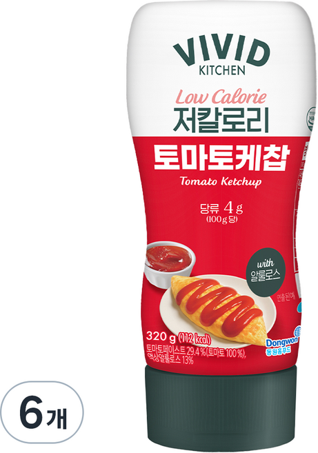 비비드키친 저칼로리 토마토케찹, 320g, 6개