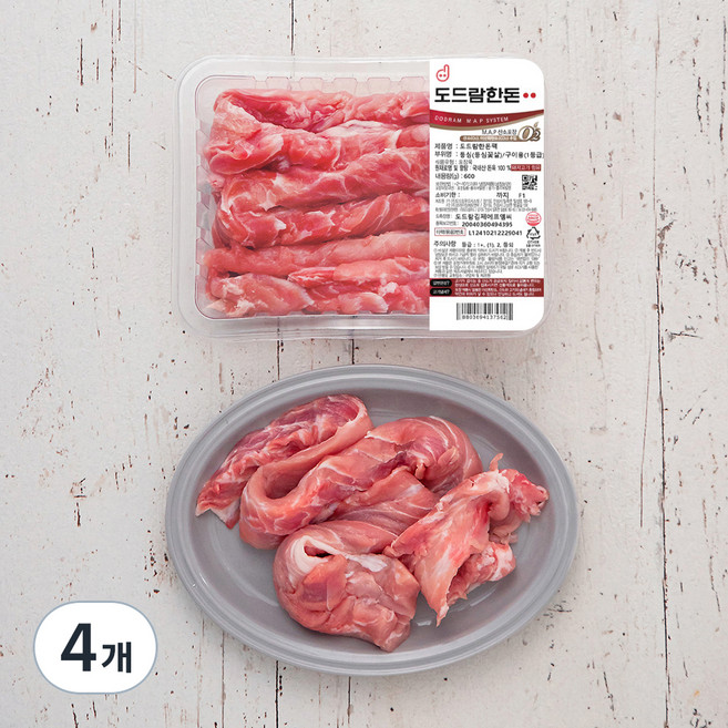 도드람한돈 1등급 등심꽃살 구이용 (냉장), 600g, 4개
