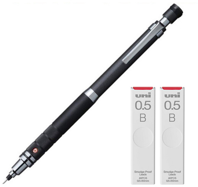 Uni 三菱鉛筆 KURU TOGA Rolllet型號自動鉛筆 槍灰色 M5-1017 + 專用B筆芯2入組, 1套, 0.5mm, 1個